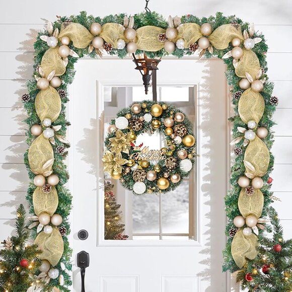 NEW 5.9FT Christmas Garland Decorations,Luxury Christmas Gold Garland for Mantle - Picture 4 of 9